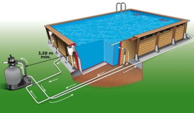 Piscine hors sol en bois rectangulaire Ubbink Ibiza LDD 5 x 8 x H 1.40 m + bâche incluse