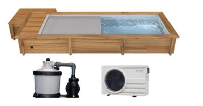 Piscine hors sol urbaine Mypool 6.00 x 2.50 x H 1.33 m + couverture automatique et coffre bois