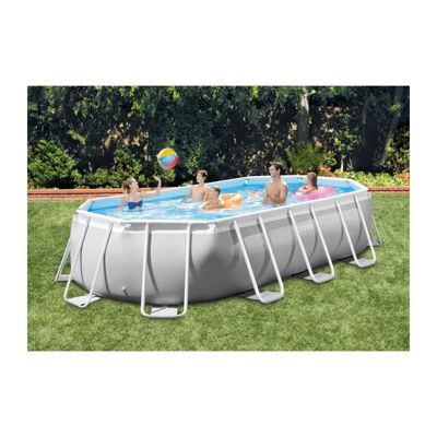 Piscine ovale en kit Baltik - Longueur 503 cm x Largeur 274 cm - Gris clair