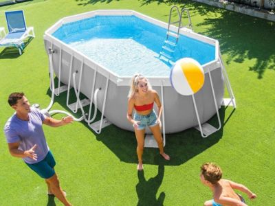 Piscine ovale en kit Baltik - Longueur 503 cm x Largeur 274 cm - Gris clair