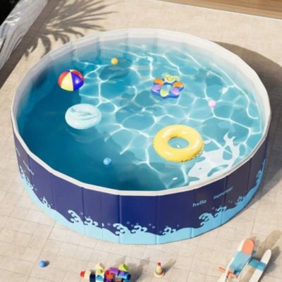 Piscine pliable de 120 cm, piscine de jardin pour enfants, piscine ronde en PVC, piscine familiale d'été,adaptée au jardin,bleu