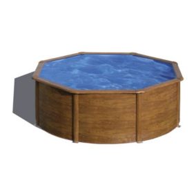 Piscine ronde acier O3,70m x H: 1,22m - Imitation bois - Filtration a cartouche