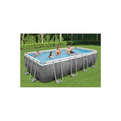 Piscine tubulaire 549 x 274 x 122 cm BESTWAY hors sol rectangulaire Power Steel™ effet rotin