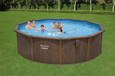 Piscine tubulaire bois rond Hydrium Bestway ⌀490 x H.130 cm