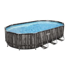 Piscine tubulaire effet bois ovale Bestway Power Steel 6,10 x 3,66 m