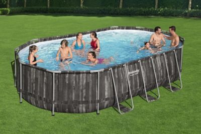 Piscine tubulaire effet bois ovale Bestway Power Steel 6,10 x 3,66 m