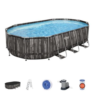Piscine tubulaire effet bois ovale Bestway Power Steel 6,10 x 3,66 m
