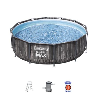 Piscine tubulaire effet bois ronde Bestway Steel Pro Max ø3,66 x h.1 m