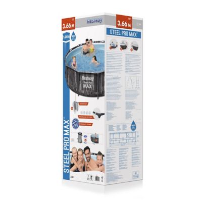 Piscine tubulaire effet bois ronde Bestway Steel Pro Max ø3,66 x h.1 m