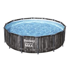 Piscine tubulaire effet bois ronde Bestway Steel Pro Max ø4,27 x h.1,07 m