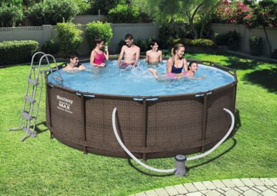 Piscine tubulaire effet rotin ronde Bestway Steel Pro Max™ ø3,66 x h.1 m