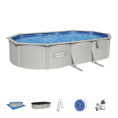 Piscine tubulaire grise en acier hydrium Bestway 617 x 533 x H 120 cm