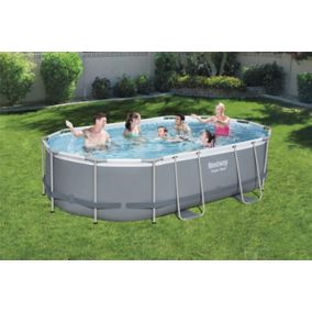 Piscine tubulaire ovale Power Steel Bestway L.488 x l.305 cm