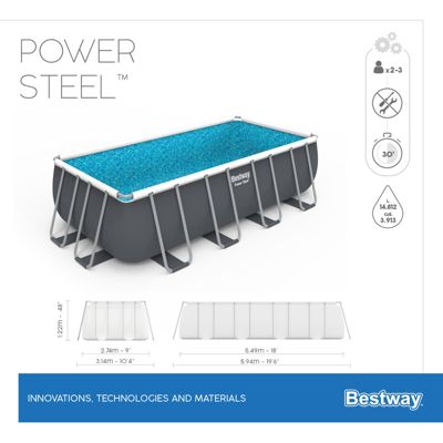 Piscine tubulaire Power Steel rectangulaire 5,49 x 2,74 x 1,22 m - Bestway