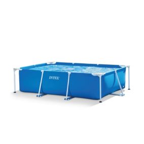 Piscine Tubulaire Rectangle Vinyle Bleu + Tube Métal Jardin Exterieur 1662 Litres