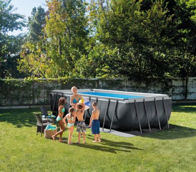 Piscine tubulaire rectangulaire Intex Ultra XTR 5,49 x 2,74 x h.1,32 m + stérilisateur au sel + filtre à sable 4m3/h