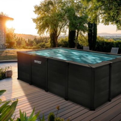 Piscine tubulaire rectangulaire pvc graphite 6 x 3 x 1,24 m Intex