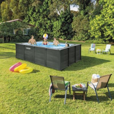Piscine tubulaire rectangulaire pvc graphite 6 x 3 x 1,24 m Intex