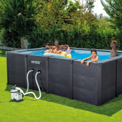 Piscine tubulaire rectangulaire pvc graphite 6 x 3 x 1,24 m Intex