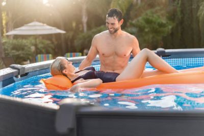 Piscine Tubulaire Intex Graphite 4,78x1,24m - Filtre à Sable Inclus - Échelle Et Bâche