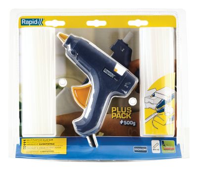 Pistolet à colle 12mm Rapid EG111 + 500g de colle transparente universelle