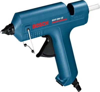 Pistolet à colle chaud Bosch GKP 200 CE - chauffe électronique, avance mécanique, câble amovible, buses interchangeables.