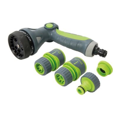 Pistolet d'Arrosage et Raccords Rapides - Lot de 5 Pièces - Arrosage Pratique et Efficace - Silverline