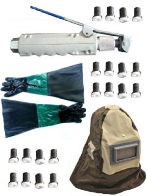 Pistolet Gâchette pour Sableuse Aérogommeuse mobile + 20 Buses + Paire de Gants + Masque