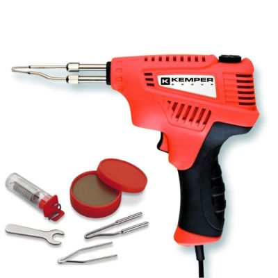 Pistolet à souder 200W- 230V Kit complet avec mallette, 2 pannes, pâte à souder, bobine d'étain Réglage 3 puissances KEMPER