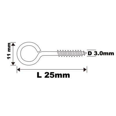 Piton à vis en acier zingué 25x10 mm - 500 pièces