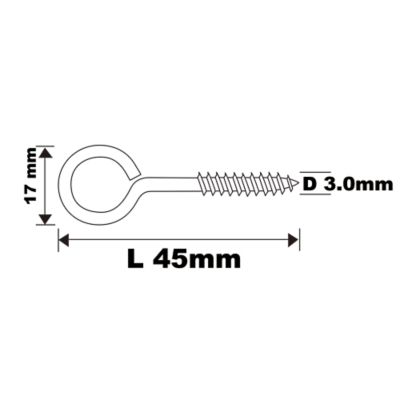 Piton à vis en acier zingué 45x19 mm - 100 pièces