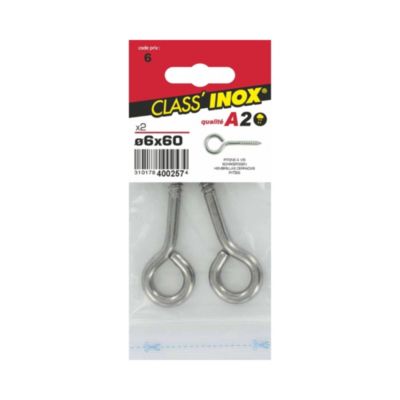 Piton à vis inox A2 Ø 6 x 60 mm (2 pièces)