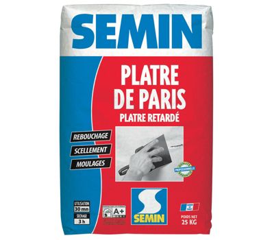 Plâtre de Paris Semin - Moulages, Scellements et Rebouchage - Intérieur - Poudre - Sac de 25 kg