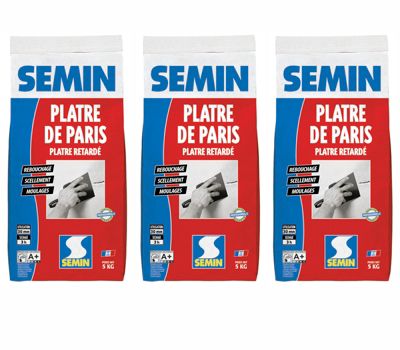 Plâtre de Paris Semin - Moulages, Scellements et Rebouchage - Intérieur - Poudre - Sac de 5 kg (lot de 3)