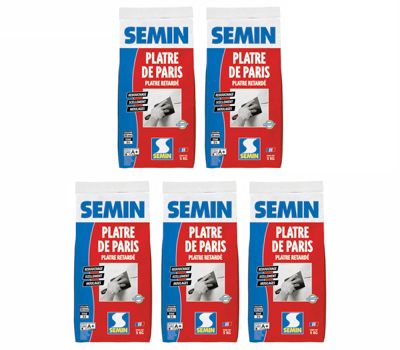 Plâtre de Paris Semin - Moulages, Scellements et Rebouchage - Intérieur - Poudre - Sac de 5 kg (lot de 5)