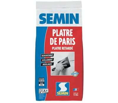 Plâtre de Paris Semin - Moulages, Scellements et Rebouchage - Intérieur - Poudre - Sac de 5 kg