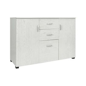 Placard Apocalypse, Buffet de salon, Buffet de salon, Buffet moderne avec 3 portes et 2 tiroirs, 120x40h83 cm, Gris