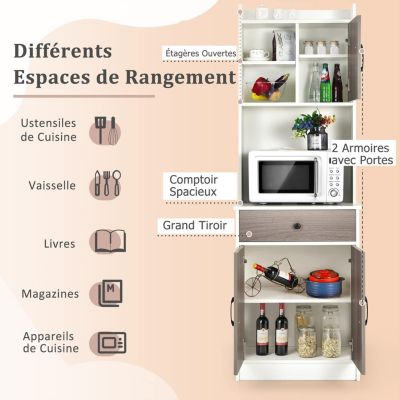 Placard de Rangement avec Stockage a Plusieurs Niveaux avec Trous de Cable Armoire de Rangement avec Etagere Reglable