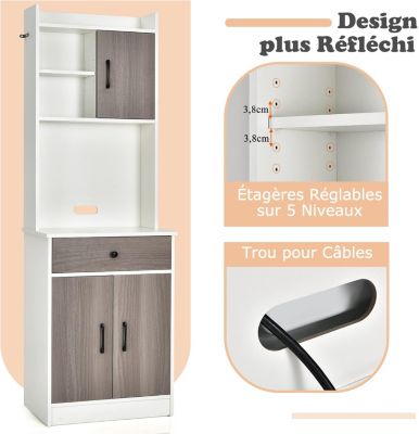 Placard de Rangement avec Stockage a Plusieurs Niveaux avec Trous de Cable Armoire de Rangement avec Etagere Reglable