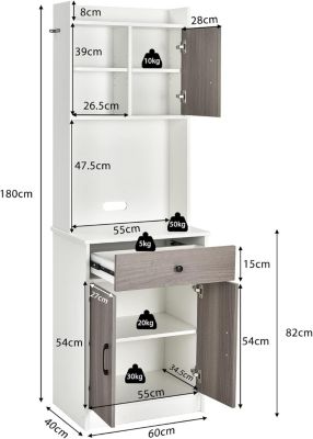 Placard de Rangement avec Stockage a Plusieurs Niveaux avec Trous de Cable Armoire de Rangement avec Etagere Reglable