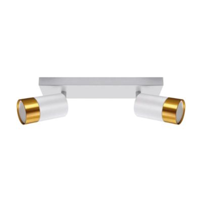 Plafonnier 2 Spots Orientables BLANC et OR pour Ampoule GU10 - SILAMP