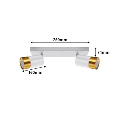 Plafonnier 2 Spots Orientables BLANC et OR pour Ampoule GU10 - SILAMP