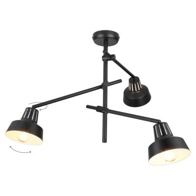 Plafonnier 3 lumières E14 10W GoodHome Yarra noir mat L.60 x L.52 x H.51 cm
