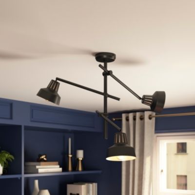 Plafonnier 3 lumières E14 10W GoodHome Yarra noir mat L.60 x L.52 x H.51 cm