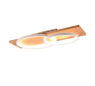 Plafonnier 30W, 3500 Lm, LED SMD, 3000K, Blanc mat, Bois naturel, Réglable - Trio - Barca