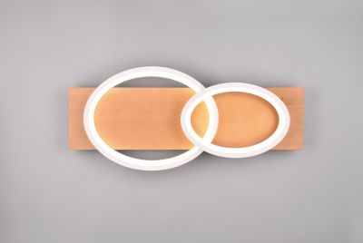 Plafonnier 30W, 3500 Lm, LED SMD, 3000K, Blanc mat, Bois naturel, Réglable - Trio - Barca
