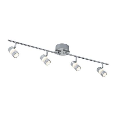 Plafonnier, 4 lumieres, metal alu, chrome