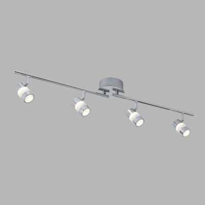 Plafonnier, 4 lumieres, metal alu, chrome