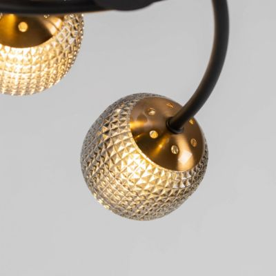 Plafonnier 6 verre fumés noirs et texturés - Anastasia