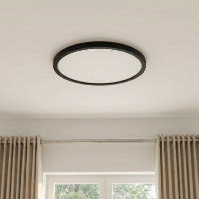 Plafonnier à LED blanc neutre 1700lm 14.5W IP44 ⌀30cm noir GoodHome Thornaby